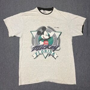 Vtg 90s Mickey Mouse Florida Daytona Beach T-Shirt Grey Anvil Mens Large